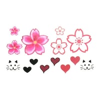 Picture of Oottati Small Cute Temporary Tattoo Flowers Heart Cat Finger Set of 2, 2pcs
