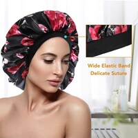 Picture of West Kiss Large Silk Bonnet for Women, Black Flower