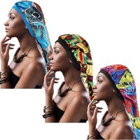 Picture of Hestya Extra Long Colorful African Print Satin Bonnet, 3pcs