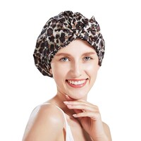 Picture of Ryinop Waterproof Printed Light Bowknot Large Shower Caps, Leopard Print