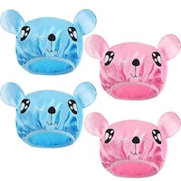 Picture of Geyoga Kids Shower Cap with Cute Cartoon, Blue & Pink - 4 Pieces