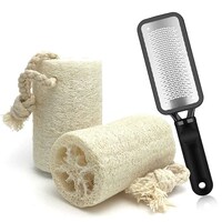 Picture of Naxmi Natural Loofah with Professional Pedicure Foot File, 3 Pcs