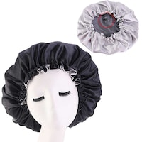 Picture of Soyomass Double Layer Drawstring Silk Like Hair Bonnet, Black