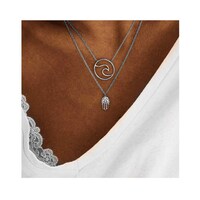 Picture of Edary Double Layered Silver Wave Pendant Palm Necklaces