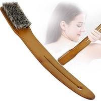 Picture of Ozzptuu Natural Bristle Long Wooden Handle Body Bath Back Brush, Brown