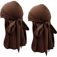 Picture of Qmsilr Elastic Head Scarf for Women, Brown - 2Pack