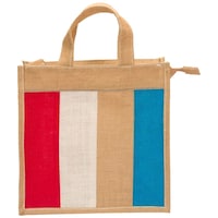 Picture of GoBamboos Jute Bag with Zip, 12x14x4 Inch, Multicolour
