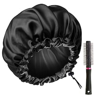 Picture of Raydior Satin Bonnet with Round Hairbrush Reversible, Black