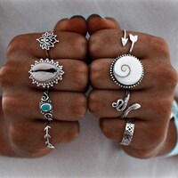 Picture of Xerling Snake Knuckle Stacking Ring Set - 8 Pieces