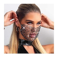 Picture of Campsis Crystal Mesh Mask with Rhinestone for Women, Black
