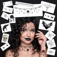 Picture of Fashiontats Spider Witch Temporary Tattoos Halloween Costume Tattoo Kit