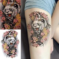 Picture of Oottati Panda Dragon Demon Flower Temporary Tattoos for Arm 2 Sheets, 2pcs
