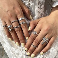 Picture of Asphire Punk Joint Knuckle Rings Set, Snake Wrap, Silver - Pack of 10 Pcs