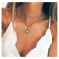 Picture of Aimimier Bohemia Layered Opal Choker Necklace for Women, Silver