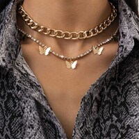 Picture of Xerling Cute Butterfly Necklace Tennis Chain Choker for Women, Silver