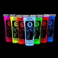 UV Glow Neon Fluorescent Blacklight Face and Body Paint, 0.34oz - Set of 7 Tubes
