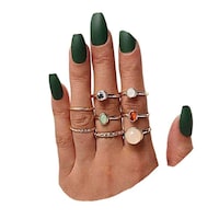 Vesoco Women Vintage Gem Crystal Rings Joint Knot Ring Set