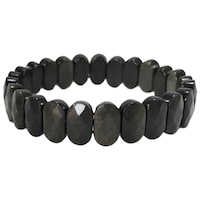 Remedywala Obsidian Diamond Cut Tumble Bracelet, Black, 8mm