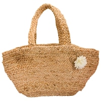Gobamboos Handwoven Ladies Jute Handbag, JHB2263, 17x7x2 Inch, Beige