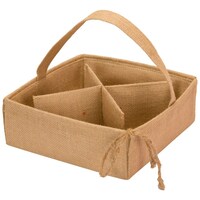 Gobamboos Natural Jute Basket with Divider, 12x12x3 Inch, Beige