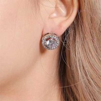 Picture of Vesoco Boho Crystal Diamond Earrings Round Earrings, Gold