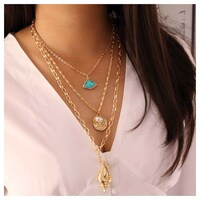 Picture of Woeoe Bohe Conch Seashell, Gold Coin & Pearl Necklaces Gemstone Necklace