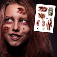 Picture of Fashiontats Zombie Flesh Wounds Halloween Costume Tattoo Kit - Pack of 3