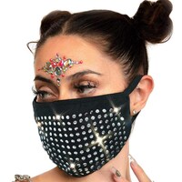 Picture of Woeoe Sequin Mask Black Glitter Sequins Mask Jewelry for Women and Girls