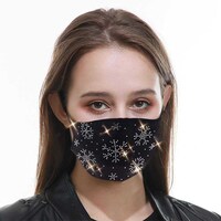 Woeoe Shining Crystals Black Snowflake Rhinestones Mask for Women and Girls