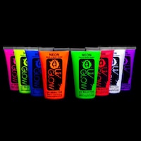 UV Glow Neon Fluorescent Blacklight Face and Body Paint, 1.7oz - Set of 8 Tubes