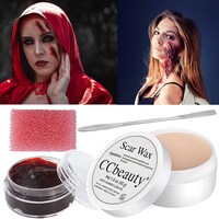 Picture of Ccbeauty Sfx Special Effects Makeup Kit for Fake Scars Wax with Spatula & Scab Blood, Pack of 4 Pcs