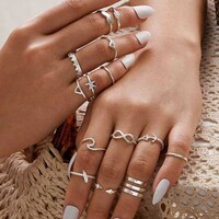 Picture of Xerling Trendy Open Heart Wave Starfish Knuckle Ring Set