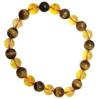 Picture of Remedywala Citrine Tiger Eye Combination Bracelet, Yellow and Brown, 8mm