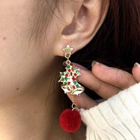 Campsis Christmas Dangle Earrings Set for Women, Gold