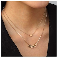Picture of Woeoe Bohe Multilayered Gold Beach Heart Pendant Crystals Letters Necklace