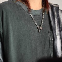 Picture of Xerling Silver Lock Simple Toggle Chain Choker with Ball Pendant Necklace