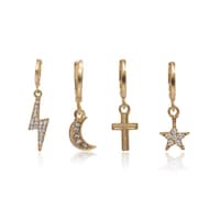 Wekicici Gold Huggie Dangle Drop Earrings Set - 4 Pieces