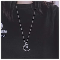 TseanYi Long Moon Silver Pendant Necklace Jewelry for Adults