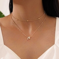 Xerling Music Note Satellite Beaded Chain Pendant Necklace for Women