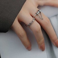 Picture of Asphire 925 Sterling Silver Gothic Knuckle Rings Set, Silver - Pack of 2 Pcs