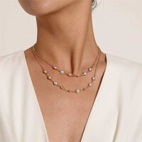 Picture of Vesocozgsz Women Dainty Layered Chain Pearl Pendants Chain Choker Necklace