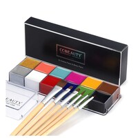 Ccbeauty Professional 12 Colors Face & Body Paint Kit with Wooden Brushes, Pack of 7 Pcs