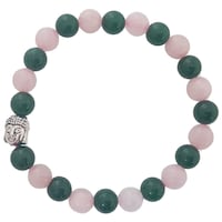 Picture of Remedywala Rose Quartz and Jade Budhha Charm Bracelet, Pink-Green, 8mm