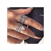 Campsis Silver Boho Flower Rings Set for Women, 6 Pieces