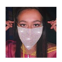 Picture of Campsis Rhinestone Mesh Face Mask Sparkly Crystal Face Masks for Women