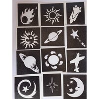 Picture of Dazzle Glitter Tattoos 30 X Space Themed Stencils for Glitter Tattoos