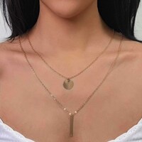 Picture of Avanlin Boho Layered Vertical Bar Gold Sequin Pendant Necklace Chain