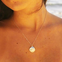Picture of Abien Boho Shell Pendant Gold Short Summer Beach Necklace Chain for Women
