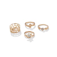 Cathercing Women Knuckle Gold Bohemian Rings for Girls - 4 Pieces