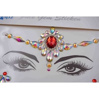Picture of Topaz Adhesive Face Gems Face Jewels Rave Accessories, Red/S066